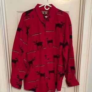 True Grit Red Moose Pattern Men's Shirt